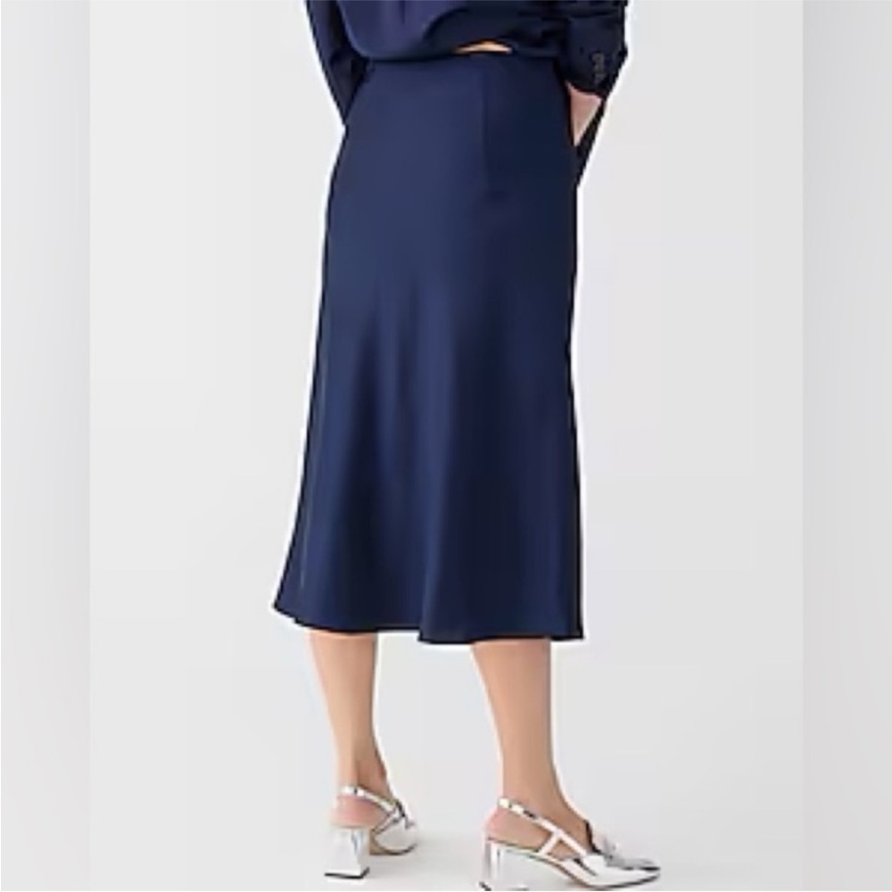 NWOT! J. Crew Gwyneth Midi Slip Skirt in Navy XXS